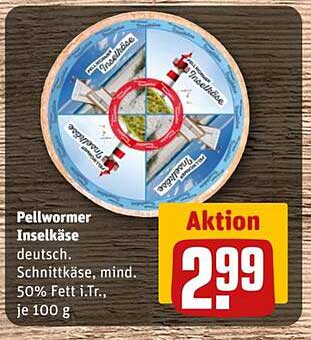 Pellwormer Inseldkäse, deutsch, Schnittkäse, mind. 50% Fett i.Tr., je 100 g