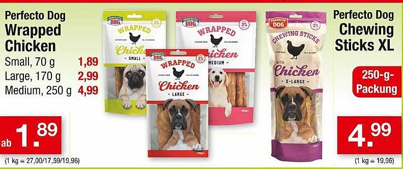 Perfecto Dog Wrapped Chicken und Chewing Sticks XL
