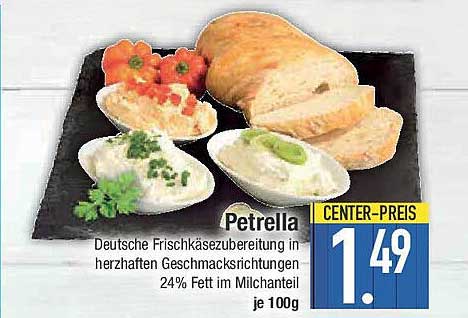 Petrella Deutsche Frischkäsezubereitung in herzhaften Geschmacksrichtungen