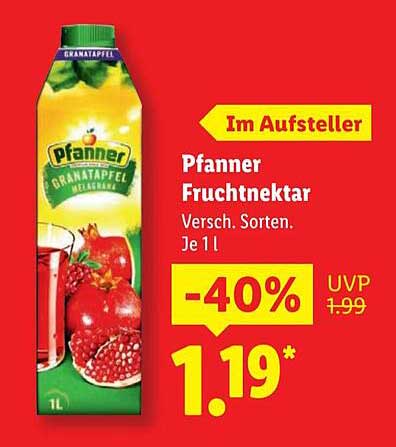 Pfanner Fruchtnektar Granatapfel - Verschiedene Sorten, je 1 l