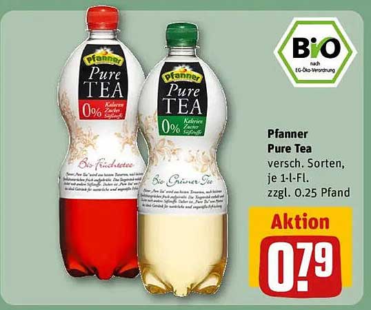 Pfanner Pure Tea - verschiedene Sorten, je 1,1-L-Fl.