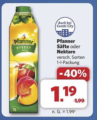 Pfanner Säfte oder Nektare - 1 l Packung