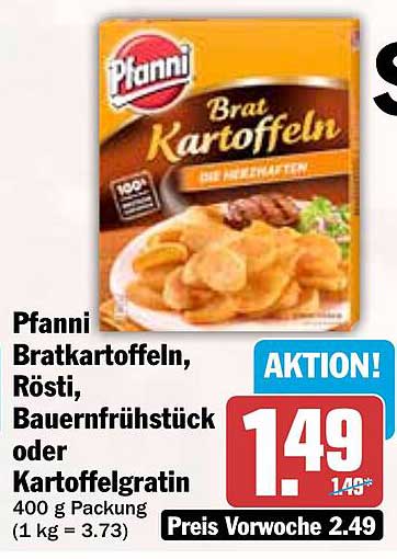 Pfanni Bratkartoffeln, Rösti, Bauernfrühstück oder Kartoffelgratin 400 g