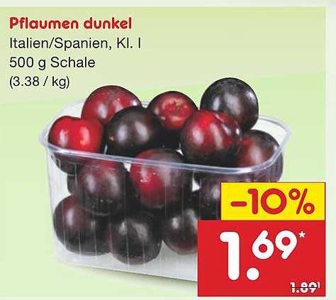 Pflaumen dunkel Italien/Spanien, Kl. I 500 g Schale