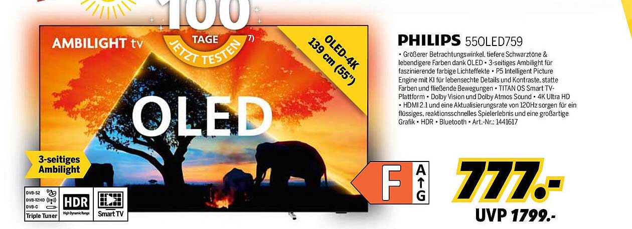 PHILIPS 550LED759 - OLED 4K Fernseher mit Ambilight