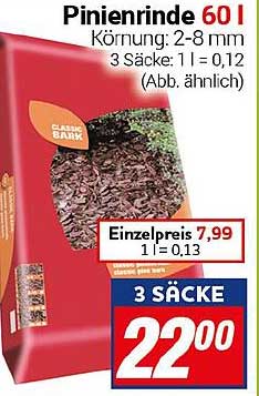 Pinienrinde 60 l, Körnung: 2-8 mm