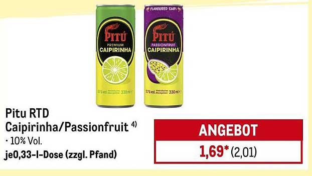 Pitu RTD Caipirinha/Passionfruit Getränk – 330 ml Dose