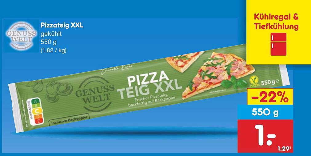 Pizzateig XXL 550 g - Frisch und bereit zum Belegen