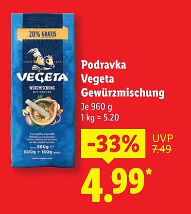 Podravka Vegeta Gewürzmischung 960 g - 20% Gratis