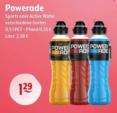 Powerade – Sports oder Active Water in verschiedenen Sorten