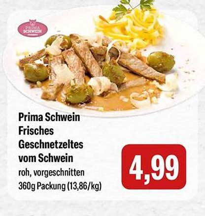 Prima Schwein Frisches Geschnetzeltes vom Schwein 360g