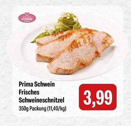 Prima Schwein Frisches Schnitzel 350g Packung
