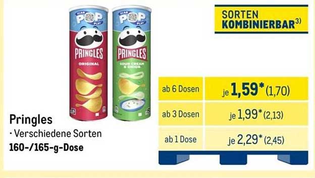 Pringles in verschiedenen Sorten 160-/165-g-Dose