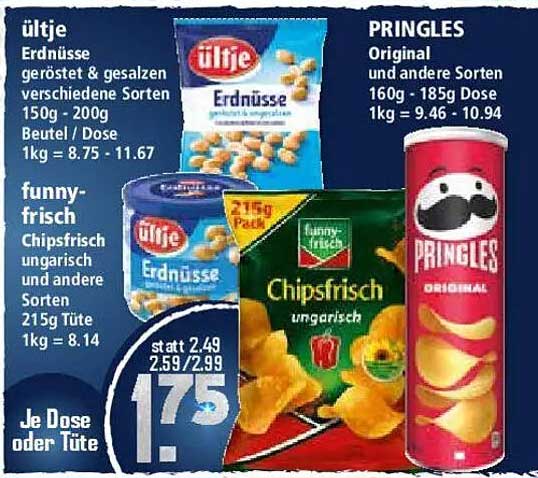 Pringles Original und andere Sorten 160g-185g Dose