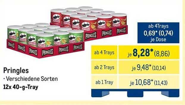 Pringles - Verschiedene Sorten im 12x 40-g-Tray