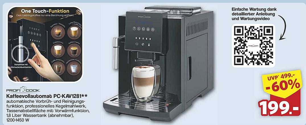 PROFI COOK Kaffeevollautomat PC-KAV1281** - Jetzt zum Sparpreis!