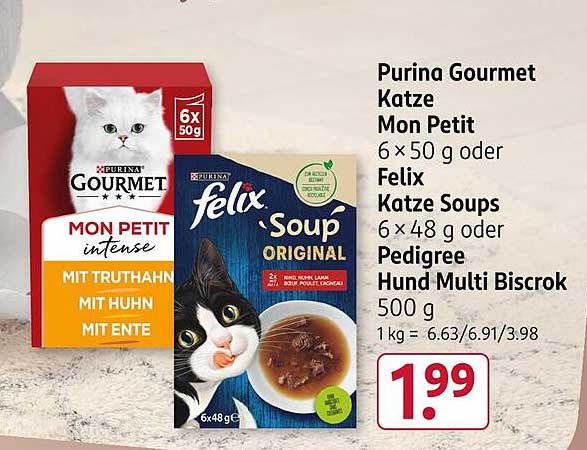 Purina Gourmet Katze Mon Petit oder Felix Suppen 6x50g / 6x48g für nur 1,99€