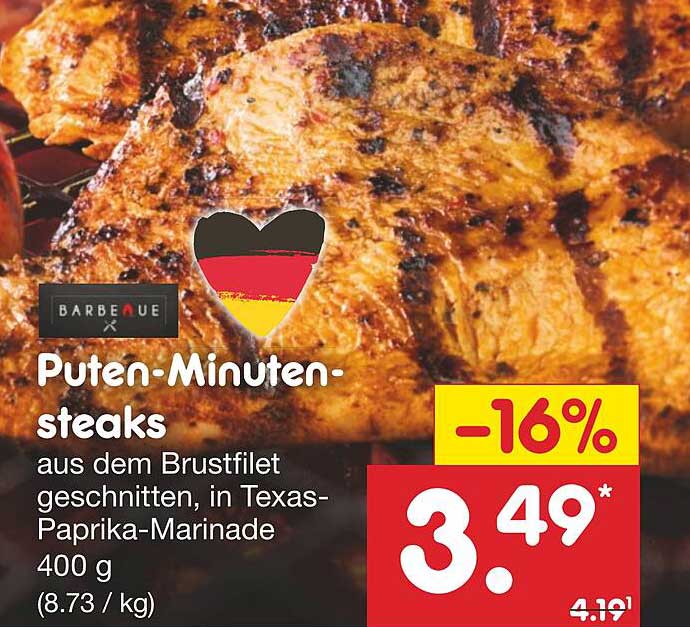 Puten-Minuten-Steaks aus dem Brustfilet, in Texas-Paprika-Marinade