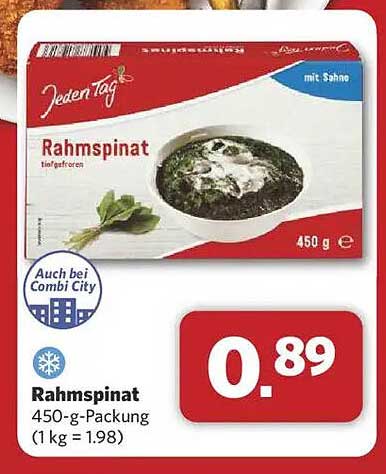 Rahmspinat 450 g - Tiefgefroren mit Sahne