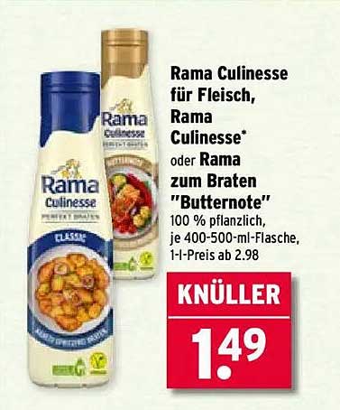 Rama Culinesse für Fleisch, Rama Culinesse* oder Rama zum Braten ''Butternote''