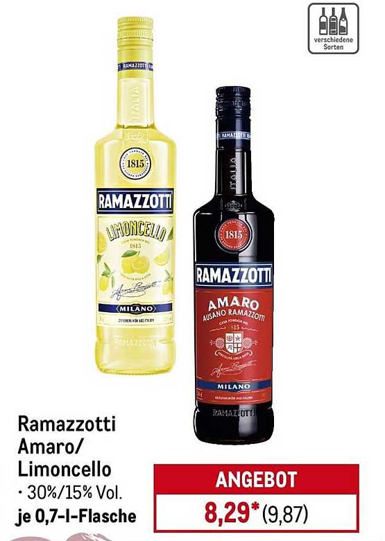 Ramazzotti Amaro/Limoncello je 0,7-l-Flasche