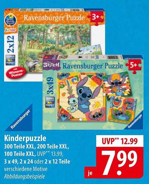 Ravensburger Kinderpuzzle - 300 Teile XXL, 200 Teile XXL, 100 Teile XXL