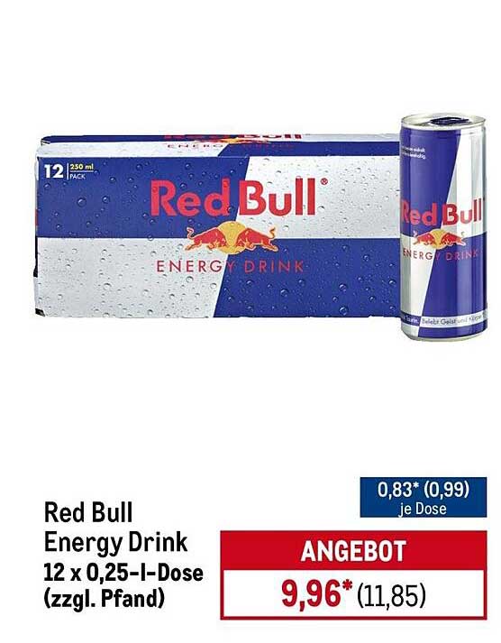Red Bull Energy Drink 12 x 0,25-l-Dose (zzgl. Pfand)