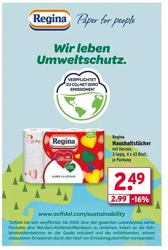 Regina Haushaltstücher mit Herzen, 3-lagig, 4 x 43 Blatt, je Packung