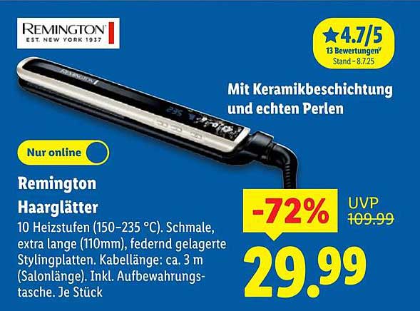 Remington Haarglätter mit Keramikbeschichtung und echten Perlen