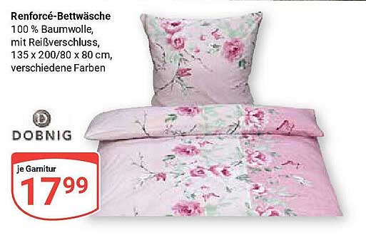 Renforcé-Bettwäsche 100 % Baumwolle mit Reißverschluss 135 x 200/80 x 80 cm