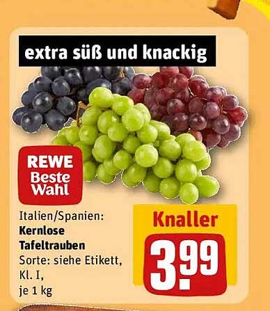 REWE Beste Wahl Kernlose Tafeltrauben, je 1 kg