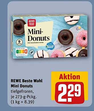 REWE Beste Wahl Mini Donuts tiefgefroren, je 273-g-Pckg.