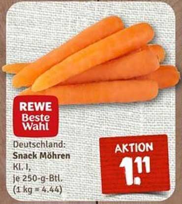 REWE Beste Wahl Snack Möhren Kl. I, je 250-g-Btl.