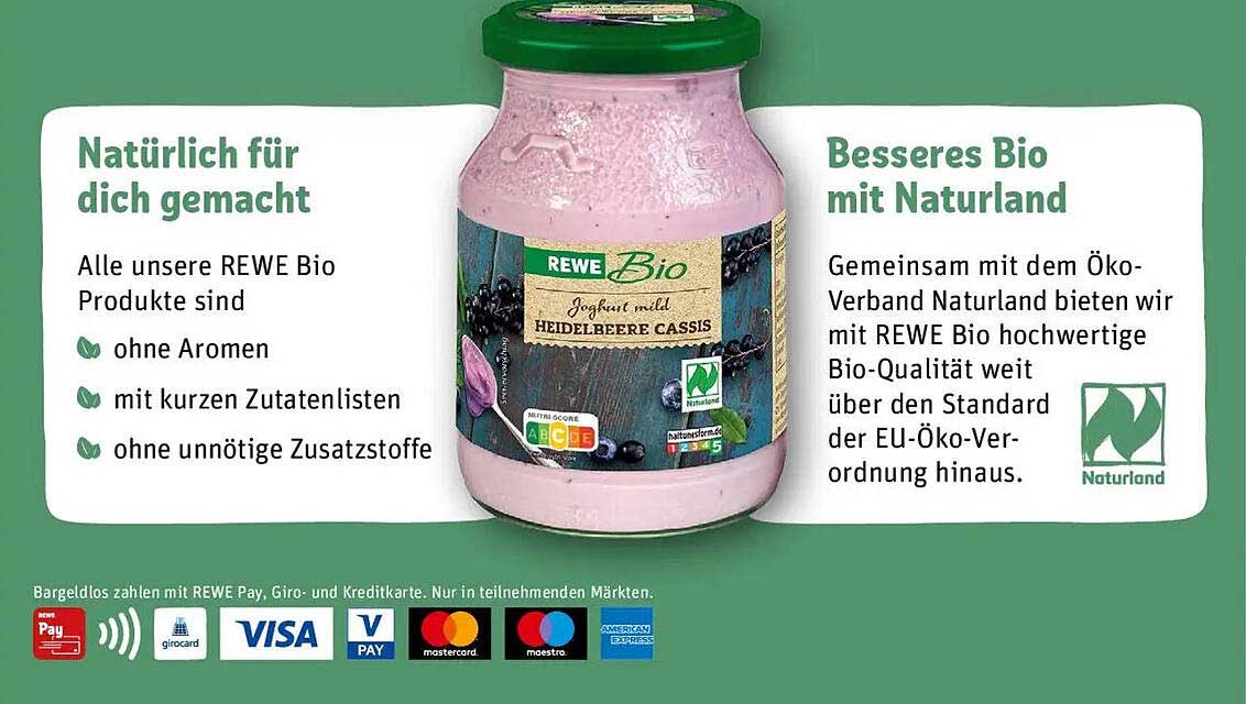 REWE Bio Joghurt mit Heidelbeere Cassis