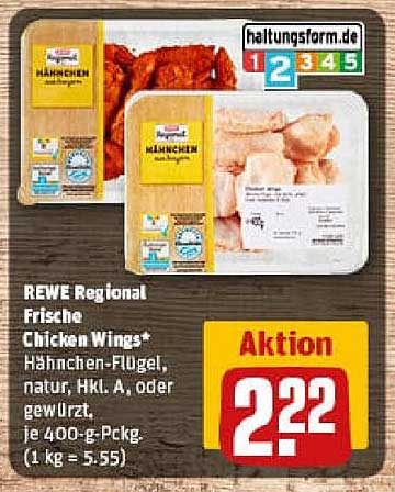 REWE Regional Frische Chicken Wings* Hähnchen-Flügel, natur, HKL A, oder gewürzt