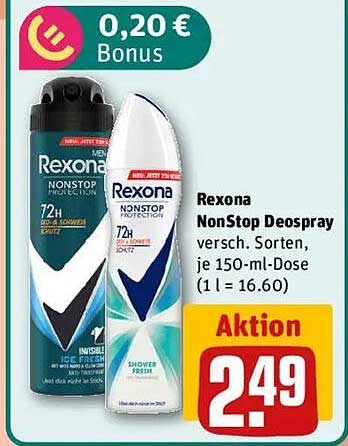 Rexona NonStop Deospray verschiedene Sorten, je 150-ml-Dose (1 l = 16,60)