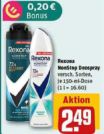 Rexona NonStop Deospray verschiedene Sorten, je 150-ml-Dose