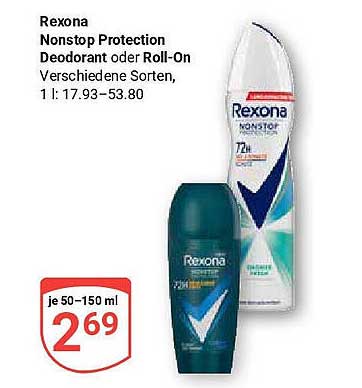 Rexona Nonstop Protection Deodorant oder Roll-On - verschiedene Sorten