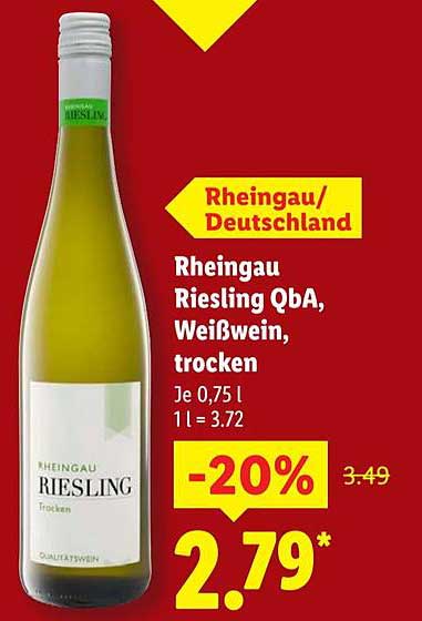 Rheingau Riesling QbA, Weißwein, trocken
