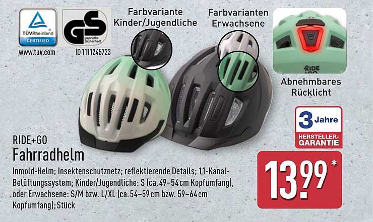 RIDE+GO Fahrradhelm