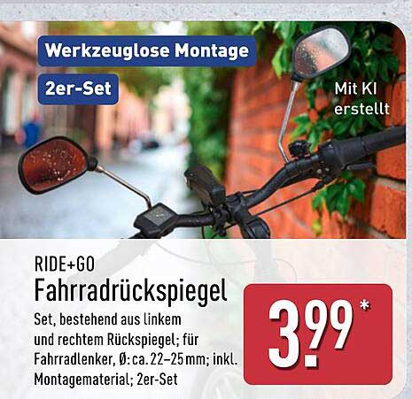 RIDE+GO Fahrradrückspiegel 2er-Set