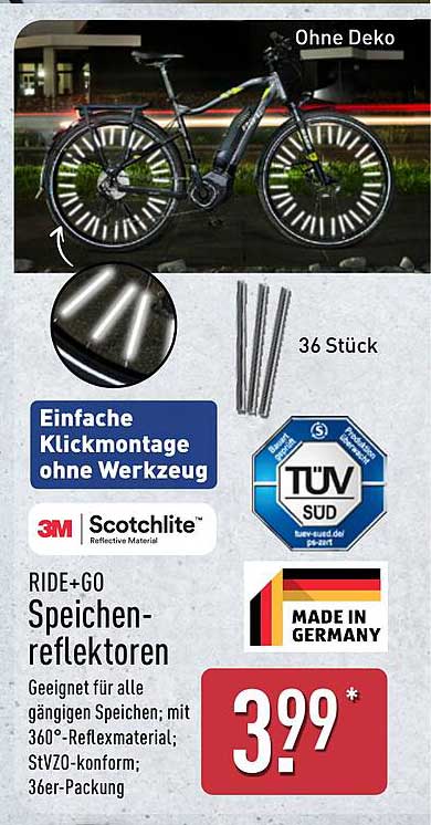 RIDE+GO Speichenreflektoren – 36 Stück