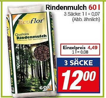 Rindenmulch 60 l - 3 Säcke für 12,00 €