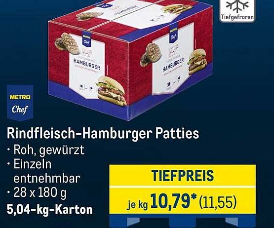 Rindfleisch-Hamburger Patties - Roh, gewürzt, einzeln entnehmbar