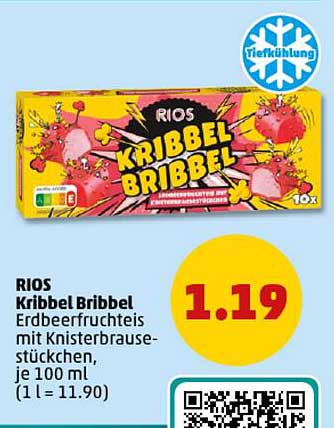 RIOS Kribbel Bribbel Erdbeerfruchteis mit Knisterbrause-Stücken