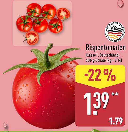 Rispendtomaten 650-g-Schale – Klasse 1, Deutschland