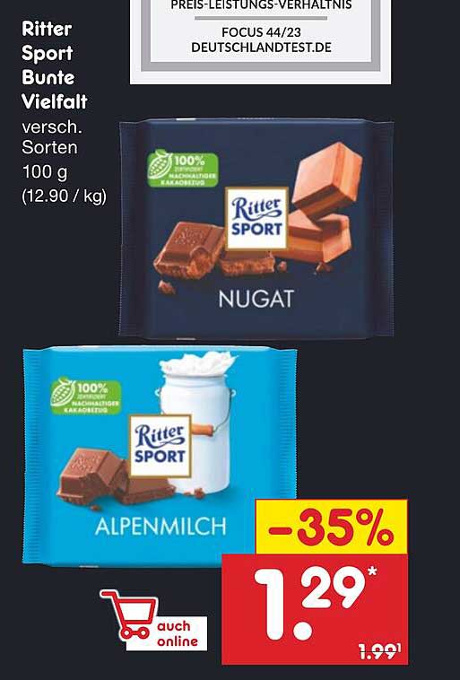 Ritter Sport Bunte Vielfalt verschiedene Sorten 100 g