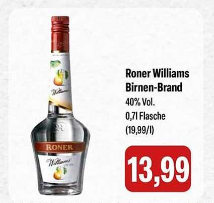 Roner Williams Birnen-Brand 0,7L – Genuss vom Feinsten