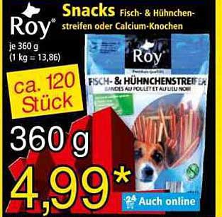 Roy Snacks Fisch- & Hühnerstreifen oder Calcium-Knochen