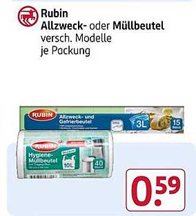 Rubin Allzweck- oder Müllbeutel, verschiedene Modelle je Packung